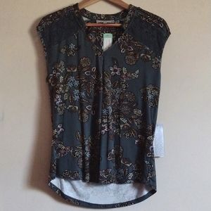 Daniel Rainn Medium Dark Green Caleena Pleated Knit Top